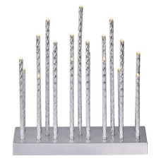 EMOS karácsonyi fénydekoráció időzítővel - gyertya állvány (ezüst) elemes, 19 LED 28,5cm - meleg fehér 