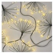 EMOS dekorációs karácsonyi fényfüzér (tűzijáték fürtök, nano, zöld kábellel) időzítővel - 300 LED 5,2m - meleg fehér