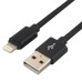 everActive Iphone Lightning USB töltő- és adatkábel A - i16P 2m (USB 2.0, szövet) Apple 2,4A gyors töltés-támogatással - fekete