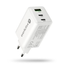 everActive GaN hálózati töltő 1,5-5A (65W, 1x USB, 2x USB-C PD, PPS) (Qualcomm Quick Charge 4.0) SC-655Q