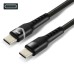 everActive USB-C töltő- és adatkábel C -C 2m (60W PD Quick Charging, szövet, led töltés jelzővel) - fekete