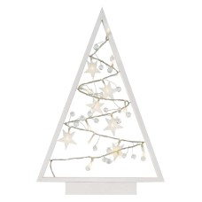 EMOS karácsonyi fénydekoráció időzítővel - elemes, feldíszített karácsonyfa 15 LED 40cm - meleg fehér