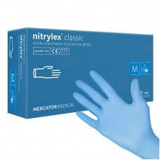 MERCATOR MEDICAL NITRYLEX classic púdermentes Nitrile kesztyű (méret: M, kék) 100db/doboz