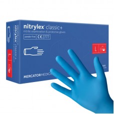 MERCATOR MEDICAL NITRYLEX classic+ púdermentes Nitrile kesztyű (méret: L, kék) 100db/doboz