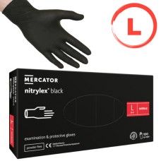 MERCATOR MEDICAL NITRYLEX black púdermentes Nitrile kesztyű (méret: L, fekete) 100db/doboz
