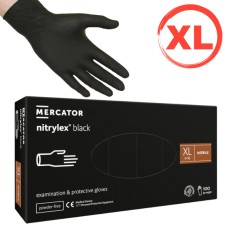 MERCATOR MEDICAL NITRYLEX black púdermentes Nitrile kesztyű (méret: XL, fekete) 100db/doboz