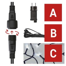 EMOS karácsonyi fényfüzér szett (CNT Standard) 100 LED 10m - hideg fehér + hálózati átalakító/tápegység 30V 12W