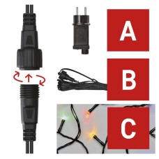 EMOS karácsonyi fényfüzér szett (CNT Standard) 100 LED 10m - multicolor + hálózati átalakító/tápegység 30V 12W