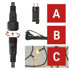 EMOS karácsonyi fényfüzér időzítővel (CNT Standard) 100 LED 10m - meleg fehér + hálózati átalakító/tápegység 30V 12W