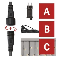 EMOS karácsonyi fényfüzér szett (CNT Standard) - jégcsap 100 LED  2,5 x 0,9m - meleg fehér + hálózati átalakító/tápegység 30V 12W
