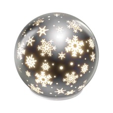 EMOS karácsonyi fénydekoráció időzítővel - elemes hópelyhek üveggömb 10 LED 12cm - meleg fehér