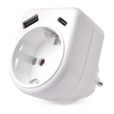 EMOS USB hálózati töltő max. 3A / 15W (1×USB-A, 1×USB-C) fali aljzattal