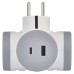 EMOS hálózati 2-es elosztó aljzat (16A max) és USB töltő 3,4A (17W, 1x USB-A, 1x USB-C) - fehér, szürke