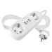 EMOS 1,4m hosszabbító (16A max) + 2-es elosztó és USB töltő 3,4A (17W, 2x USB-A, 1x USB-C) - fehér