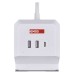 EMOS 2m hosszabbító kocka (16A max) + 2-es elosztó és USB töltő 3A (15W, 2x USB-A, 1x USB-C, Qi 10W) - fehér