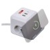 EMOS 2m hosszabbító kocka (16A max) + 2-es elosztó és USB töltő 3A (15W, 2x USB-A, 1x USB-C, Qi 10W) - fehér