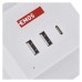 EMOS 2m hosszabbító kocka (16A max) + 2-es elosztó és USB töltő 3A (15W, 2x USB-A, 1x USB-C, Qi 10W) - fehér
