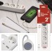 EMOS 2m hosszabbító (16A max) + 3-as elosztó kapcsolóval és USB töltő 3,4A (17W, 1x USB-A, 1x USB-C) - fehér, szürke